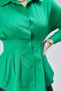Women's Waist Seated Pleated Green Shirt - 4