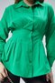 Women's Waist Seated Pleated Green Shirt - 6