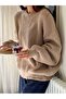 Women's Thessaloniki Knit Beige Oversized Sweater, Women's Sweater - 3