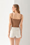 Pompom Patterned Strappy Crop Top, Body, Stylish Comfortable V-Neck Ribbed Sleeveless T-Shirt Crop, Strappy Crop, Top - 6