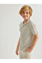 Cotton Striped Short Sleeve Shirt with Pocket Detail