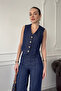 Blue Denim Crop Vest - 4