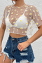 A Quality Daisy Crop Sheer Blouse - Sexi Tulle Crop, Imported Fabric - 2