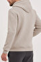 Beige Plain Unisex Oversize (3 Threads) Thick Fleece Inside Cardigan - 5