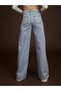 Nvn Hsn Cnk Power Stretch Fabric Women's Medium Blue Snow Wash Waist Stretch Fabric Loose New Season - 2