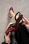 Innia Biyana Women's Burgundy Patent Leather Double Banded Buckle Detailed Open Evening Dress Stiletto Classic Heels - 3
