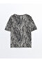Crew Neck Patterned Women's T-Shirt - 7