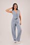 Linen Vest Trousers Blue Double Set - 3