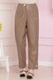 Button Detailed Leather Trousers-Mink