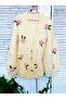 Hand Knitted Pink Rose Embroidered Women's Cardigan - 2
