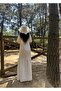 Women's Scallop Embroidered Long Floral Patterned Dress - 4