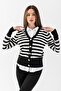Pearl Buttoned Striped Knitwear Cardigan 3108 - 2
