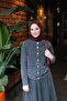 Skirted Denim Suit 62-02816 Antrast Model - 7