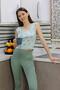 Women's Crop Bustier Tights Bottom Top Set Aqua Green 5910 - 3