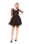 Pool Collar Skirt Lace Sequin Dress| Elb32225 Black