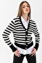 Pearl Buttoned Striped Knitwear Cardigan 3108 - 3