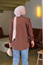Shoulder Padded Detailed Hijab Shirt Bitter Brown - 4