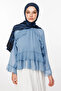 Selis Pattern Double-Sided Shawl Black-Indigo - 2