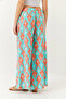 Women's Turquoise Tile Patterned Elastic Waist Tie Pocket Viscose Comfortable Palazzo Trousers 60261435 - 6