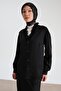 Black Satin Shirt - Gathered Collar, Model 24Y3504 - 3