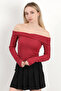 Women's Madonna Collar Long Sleeve Wrap Blouse Burgundy - Ms 0000589 - 4