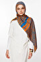 Riad Pattern Double Sided Shawl Petrol Blue-Orange