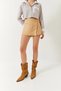 Women's Camel Hidden Zipper Detailed Shiny Covered Shorts Skirt 8399 60261431 - 3
