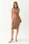 Women's Camel Polo Neck Sleeveless Knitwear Dress 8080 - 3