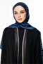 Riad Pattern Double-Sided Shawl Black-Indigo - 3