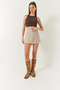 Women's Beige Hidden Zipper Detailed Shiny Covered Shorts Skirt 8399 60261431 - 2