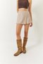 Women's Beige Hidden Zipper Detailed Shiny Covered Shorts Skirt 8399 60261431 - 3