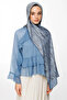 Selis Pattern Double Sided Shawl Dark Gray-Light Blue - 3