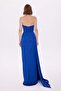 Women's Satin Evening Dress Cobalt Blue Dress - 3