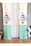 Blue Text Printed Focus - Baby and Children's Room Single Wing Background Curtain