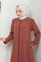 Zippered Large Size Ferace Kiremit Hm2488 - 6