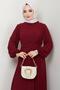 Belted Pleated Aerobin Dress Burgundy Hm2339 - 2
