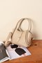 Women's Lock-Detail High-Quality Leather Crossbody Bag Shoulder Bag with Makeup Bag - 4