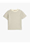 Crew Neck Short Sleeve Cotton Striped Basic T-Shirt