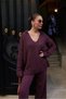 Plum Polo Neck Hair Braided Knitwear - 3