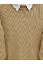 Knitted tunic with diamond pattern - tan - 3