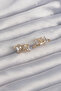 Brass Gold Color Large Zircon Stone Curved Minimal Butterfly Hoop Earrings