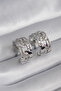 Brass Zircon Stone Chain Figured Women's Earrings (Silver Color)