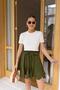 Crew Neck Cream Crop T-Shirt - 2