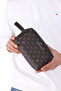 01pc002001 Men's Handbag Hand Quilt Clutch Bag Printed Brown