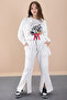 Ecru Girl's Floral Printed Shirt and Jogger Pants 3 Piece Set 20472