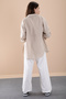 Beige Girls' Cropped Embellished Shirt and Pants 3-Piece Set 20467 - 7