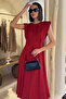 Red Women's Crew Neck Kiloş Dress - 3