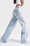 Women's Snow Jeans Color 4S5-3 Loose Fit Side Lace 100% Cotton Design Denim Jeans