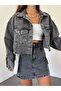 WOMEN'S DOUBLE-POCKET LASER-CUT CROPPED DENIM JACKET ZYN-58394 - 2