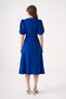 Cobalt Blue Midi Dress - V-Neck, Button and Princess Sleeve, Atlas Fabric 153 - 3